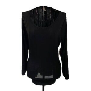 Anne Klein | Black Fitted Fashion Knit Top